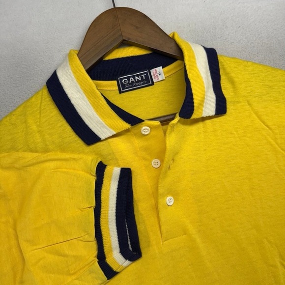 Gant Other - Vintage Gant Polo Shirt Mens XL Yellow Blue Rugger Knit Deadstock 70s ivy Preppy